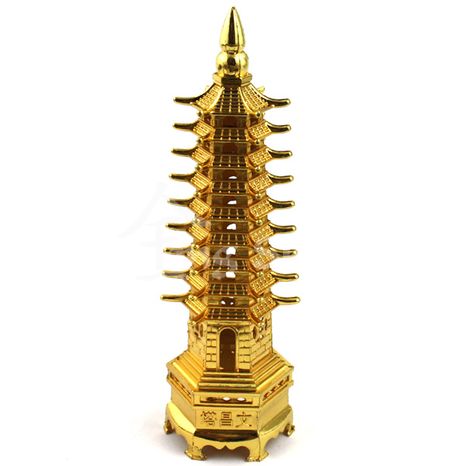 Pagoda šťastia, zlatá 18 cm